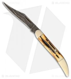 Bear & Son Cutlery Damascus Little Toothpick 3" India Stag Bone 5193D 1/2