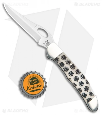 Bear & Son Cowhand Smooth White Branded Bone Folding Knife (2.875" Satin) - Image 4