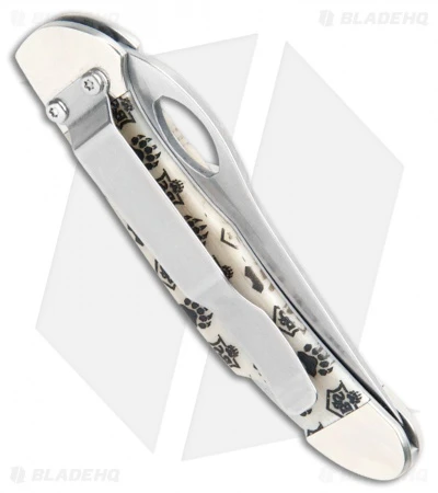 Bear & Son Cowhand Smooth White Branded Bone Folding Knife (2.875" Satin) - Image 3