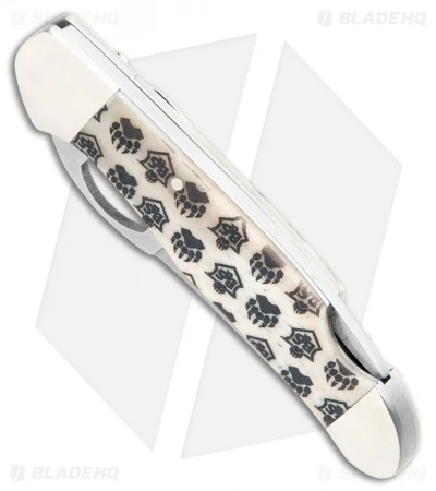 Bear & Son Cowhand Smooth White Branded Bone Folding Knife (2.875" Satin) - Image 2