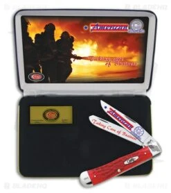 Case American Firefighter Trapper Pocket Knife 4.125" Red Bone (6254SS) AFF