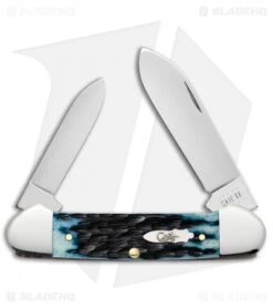 Case Cutlery Canoe Pocket Knife 3.625" Blue Jigged Bone Peach Seed (62131 SS)