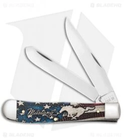 Case Ford Mustang Trapper Knife 4.125" Embelished Bone