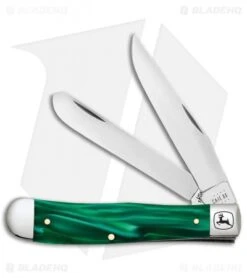 Case Cutlery Trapper John Deere Pocket Knife 3.5" Smooth Green Pearl Kirinite
