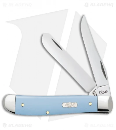 Case Cutlery Mini Trapper Knife 3.5" Blue Ice Synthetic Ichthus (4207 SS) 23385