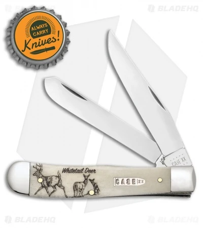 Case Cutlery Sportsman Series Trapper Whitetail Deer Embellished Bone (6254 SS) - Image 2