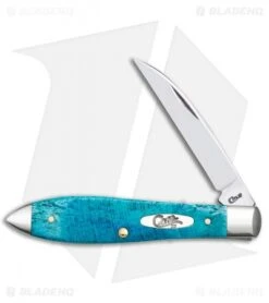 Case Cutlery Teardrop 3.5" Sawcut Caribbean Blue Bone (TB61208W SS) 25599