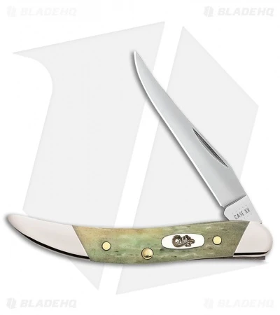 Case Small Texas Toothpick Knife 3" Jigged Mint Green Bone