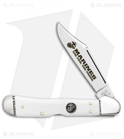Case Mini Copperlock USMC Knife 3.6" White Synthetic (41549L SS) 13201