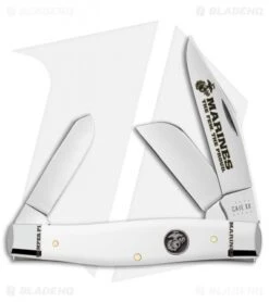 Case Cutlery USMC Large Stockman Pocket Knife 4.25" Smooth White Synthetic