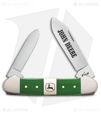 Case John Deere Canoe Traditional Knife 3.625" Green Polymer (42131 SS) 15762