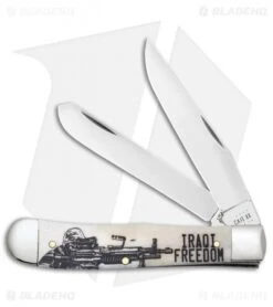 Case Knives Iraqi Freedom Trapper Embellished Smooth Natural Bone - 50954