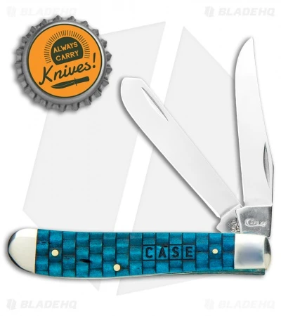 Case Knives Mini Trapper 3.5" Turquoise Basket Weave Bone (6207 SS) - Image 4