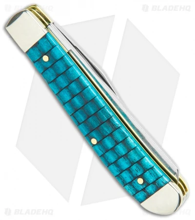 Case Knives Mini Trapper 3.5" Turquoise Basket Weave Bone (6207 SS) - Image 3