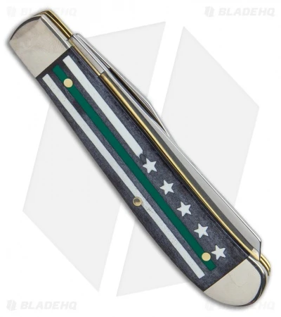 Case Knives Trapper Knife 4.125" Smooth Bone Stripes Of Service Green (6254 SS) - Image 3