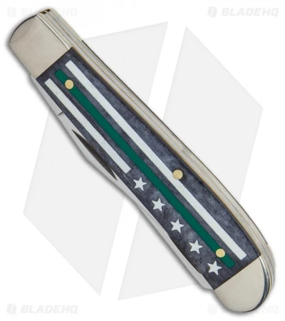 Case Knives Trapper Knife 4.125" Smooth Bone Stripes Of Service Green (6254 SS) - Image 2