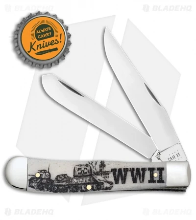 Case Knives WWII Trapper Embellished Smooth Natural Bone (6254 SS) - 50950 - Image 2