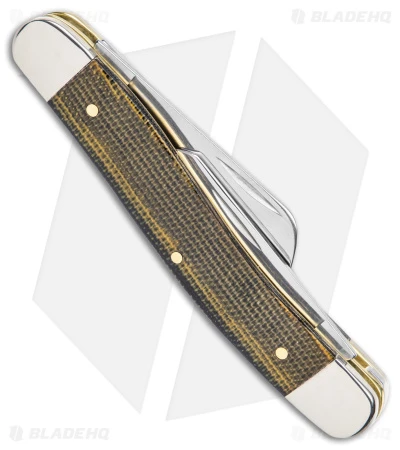 Case Medium Stockman Knife 3.6" Black/Green Canvas Micarta (10318 SS) - Image 3