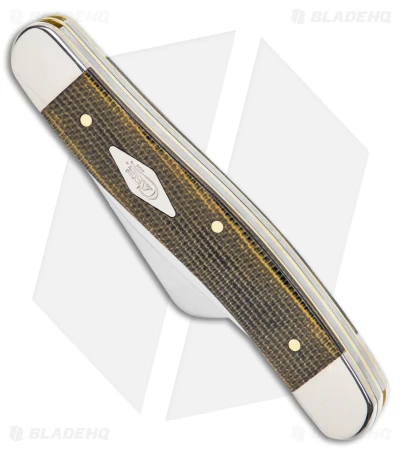 Case Medium Stockman Knife 3.6" Black/Green Canvas Micarta (10318 SS) - Image 2