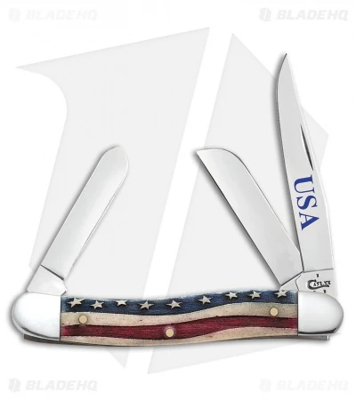 Case Medium Stockman Knife 3.625" Star Spangled Smooth Bone (6318 SS) 64136
