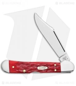 Case Mini Copperlock Knife 3.625" Peach Seed Jigged Dark Red Bone (61749L CV)