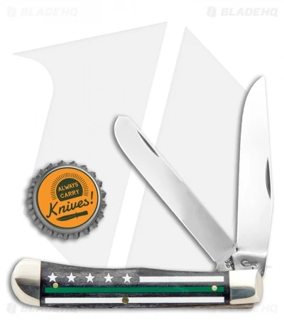 Case Mini Trapper Pocket Knife 3.5" Smooth Stripes Of Service Green (6207 SS) - Image 4