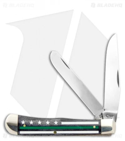 Case Mini Trapper Pocket Knife 3.5" Smooth Stripes Of Service Green (6207 SS)