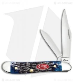 Case Peanut Pocket Knife 2.875" Rogers Jigged Navy Blue Bone (6220 SS) 07314