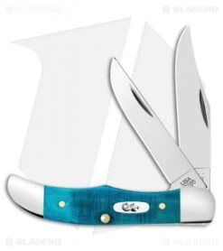Case Pocket Hunter Knife 2.75" Caribbean Blue Sawcut Bone (62165 SS) 25591