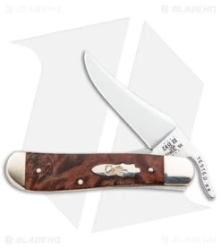 Case RussLock Knife 4.25" Brown Maple Burl Wood (71953L SS) 64068