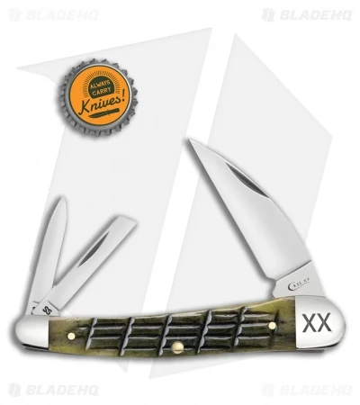 Case Seahorse Whittler Pocket Knife 4" Olive Green Bone (6355WH SS) - Image 2