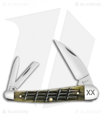 Case Seahorse Whittler Pocket Knife 4" Olive Green Bone (6355WH SS)