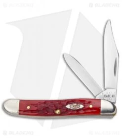 Case Texas Jack Knife 3.375" Peach Seed Jigged Dark Red Bone (62087 CV) 31955