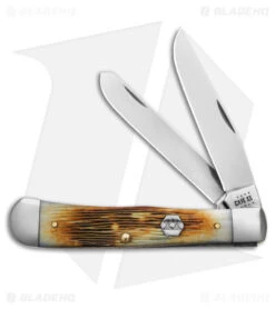 Case Trapper Knife Burnt Cream Bone Barnboard Jig (3.25" Polish) 36720