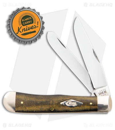 Case Trapper Knife 4.1" Smooth Black/Green/Natural Canvas Micarta (10254 SS) - Image 4