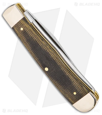 Case Trapper Knife 4.1" Smooth Black/Green/Natural Canvas Micarta (10254 SS) - Image 3