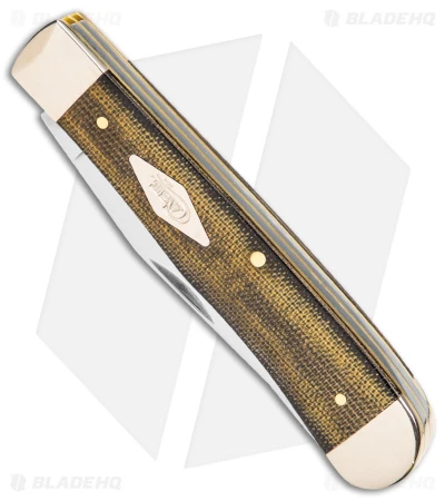 Case Trapper Knife 4.1" Smooth Black/Green/Natural Canvas Micarta (10254 SS) - Image 2