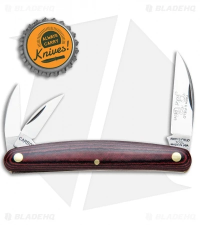 GEC #62 Farm And Field Pocket Carver Red/Black Linen Micarta - Image 4