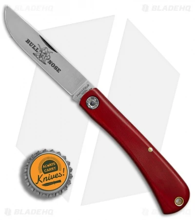 GEC #71 Farm & Field Bull Nose Slip Joint Red Linen Micarta (3.1" Satin) 715118 - Image 4