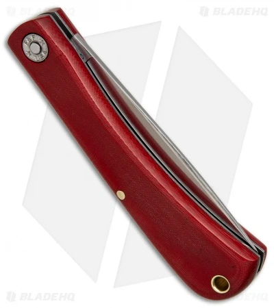 GEC #71 Farm & Field Bull Nose Slip Joint Red Linen Micarta (3.1" Satin) 715118 - Image 2