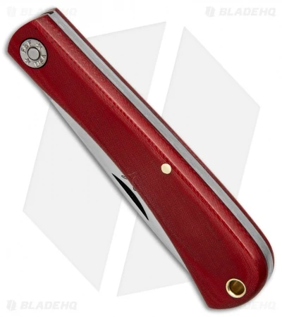 GEC #71 Farm & Field Bull Nose Slip Joint Red Linen Micarta (3.1" Satin) 715118 - Image 3