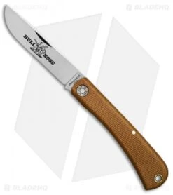 GEC #71 Farm & Field Bull Nose Slip Joint Natural Canvas Micarta (3.1" Satin)