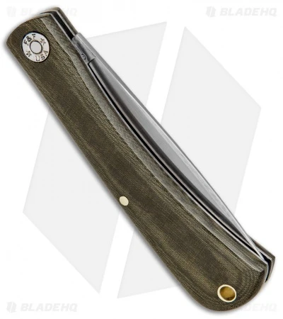 GEC #71 Farm & Field Bull Nose Slip Joint OD Green Micarta (3.1" Satin) 715118 - Image 3