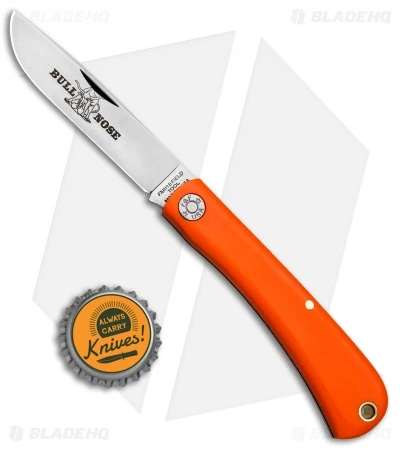 GEC #71 Farm & Field Bull Nose Slip Joint Orange Delrin (3.1" Satin) 715118 - Image 4