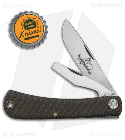 GEC #71 Farm & Field Sudbuster Slip Joint Knife OD Green Micarta (3"Satin) - Image 4