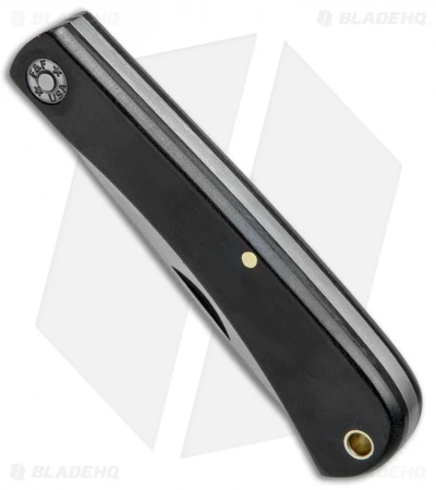 GEC #71 Farm & Field Bull Nose Slip Joint Work Knife Black Micarta (3.1" Satin) - Image 2