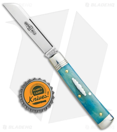 GEC Northfield UN-X-LD Wharncliffe Pocket Knife Blue Camel Bone (3.75" Satin) - Image 4