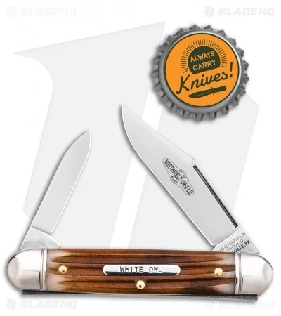 GEC Northfield UN-X-LD Cutlery White Owl 3.25" Pocket Knife Cowhide Jigged Bone - Image 4