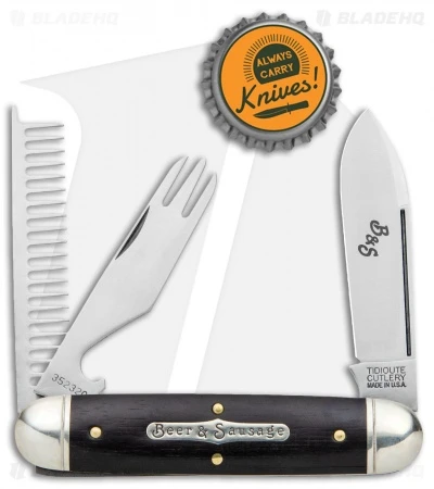 GEC Tidioute Cutlery Beer & Sausage 3.75" Pocket Knife Gabon Ebony - Image 4