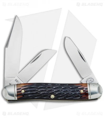 GEC #66 Northfield UN-X-LD Calf Roper Pocket Knife 3.3" Hemlock Jig Bone 661317